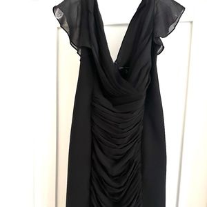 White House Black Market Flutter Sleeve Ruched Sheath Cocktail Dress, Black 12